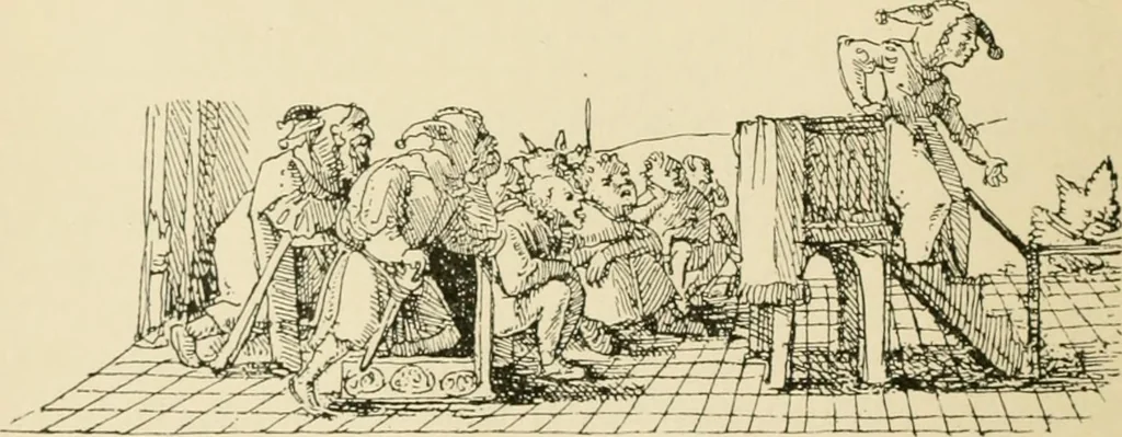 An illustration from Skämtbilden och dess historia i konsten, 1910, leaf 39