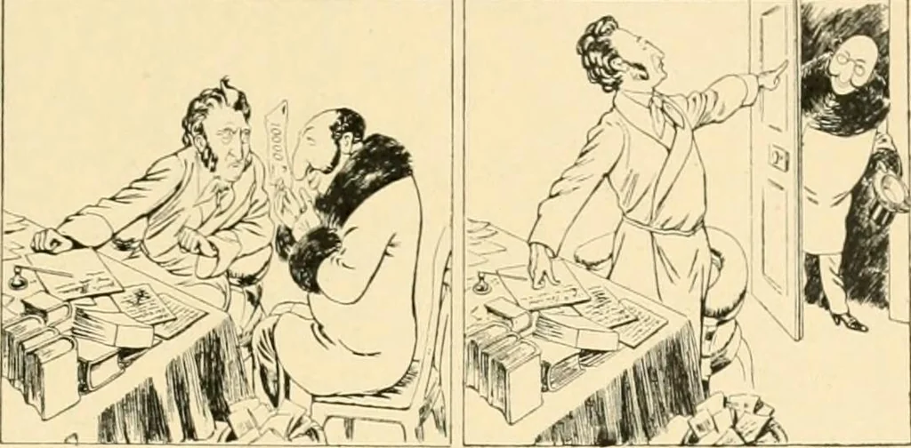 An illustration from Skämtbilden och dess historia i konsten, 1910, leaf 392