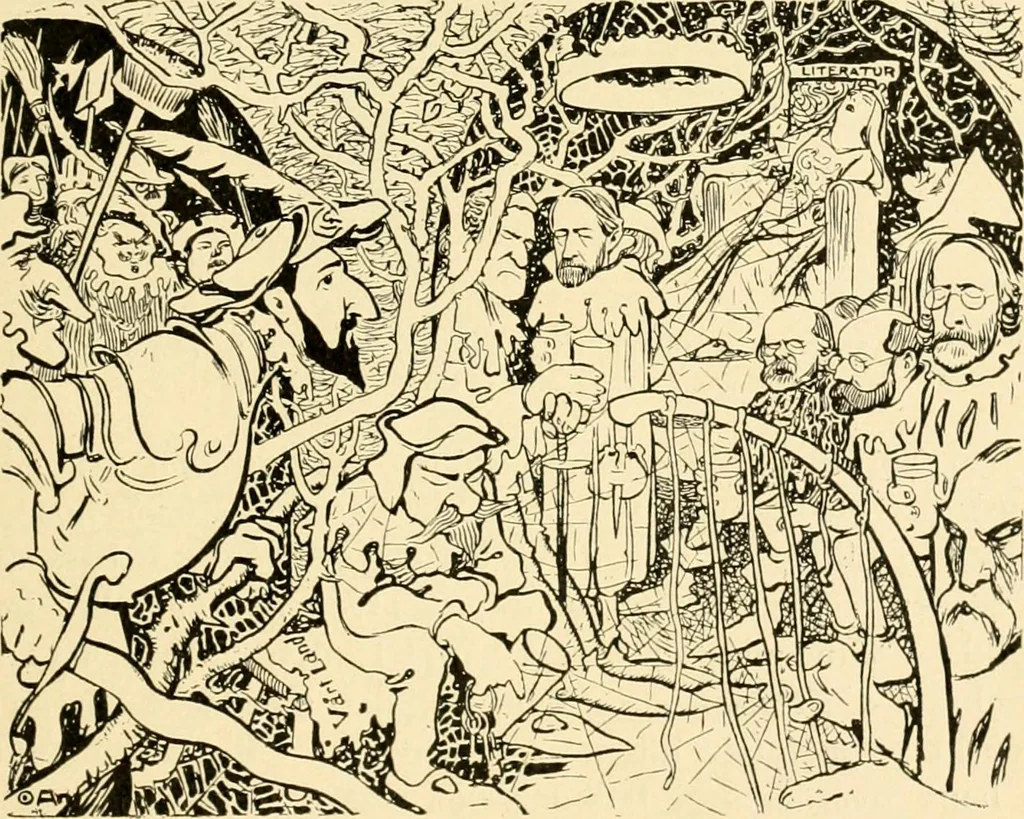 An illustration from Skämtbilden och dess historia i konsten, 1910, leaf 592