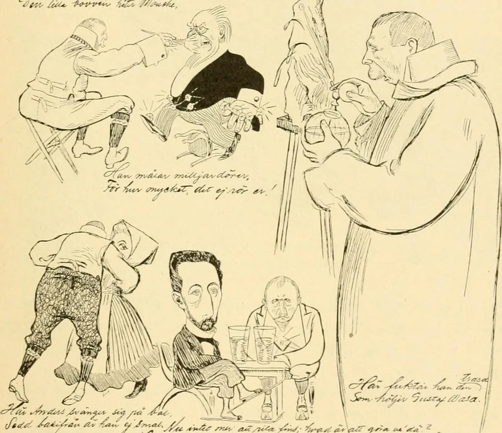 An illustration from Skämtbilden och dess historia i konsten, 1910, leaf 602