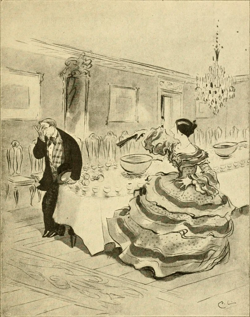 An illustration from Skämtbilden och dess historia i konsten, 1910, leaf 608