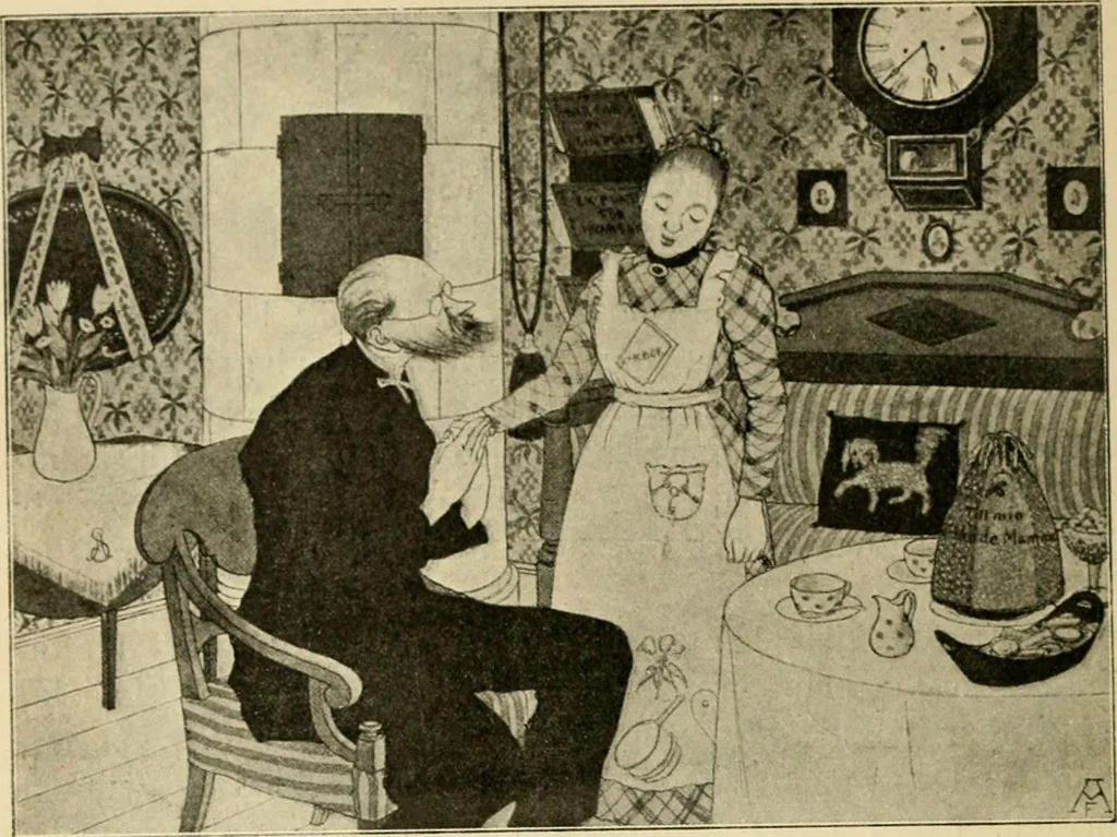An illustration from Skämtbilden och dess historia i konsten, 1910, leaf 623