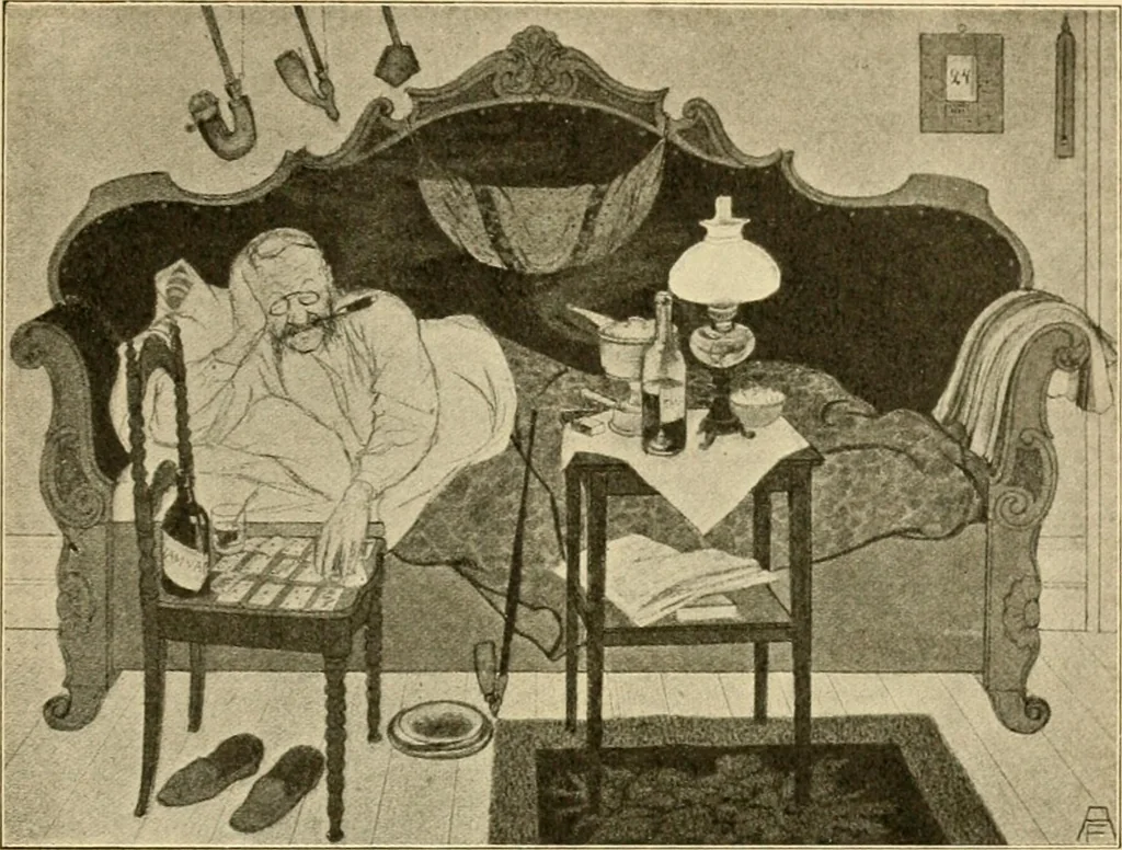 An illustration from Skämtbilden och dess historia i konsten, 1910, leaf 624
