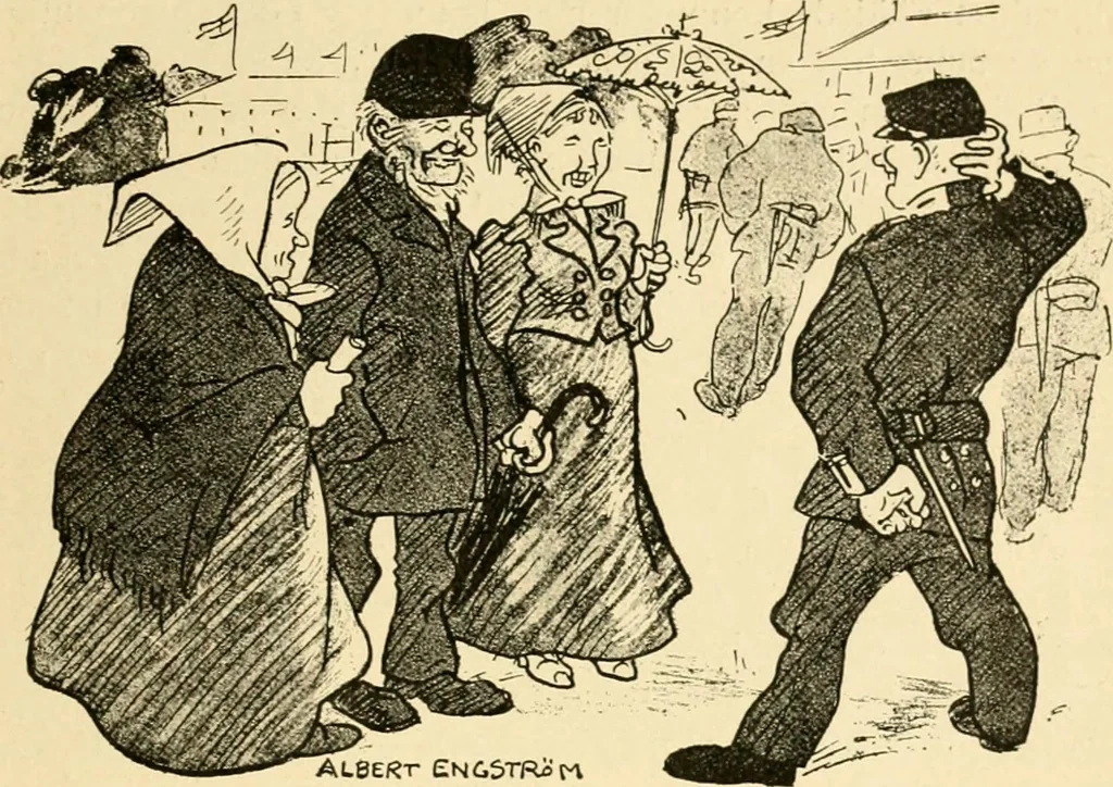 An illustration from Skämtbilden och dess historia i konsten, 1910, leaf 634