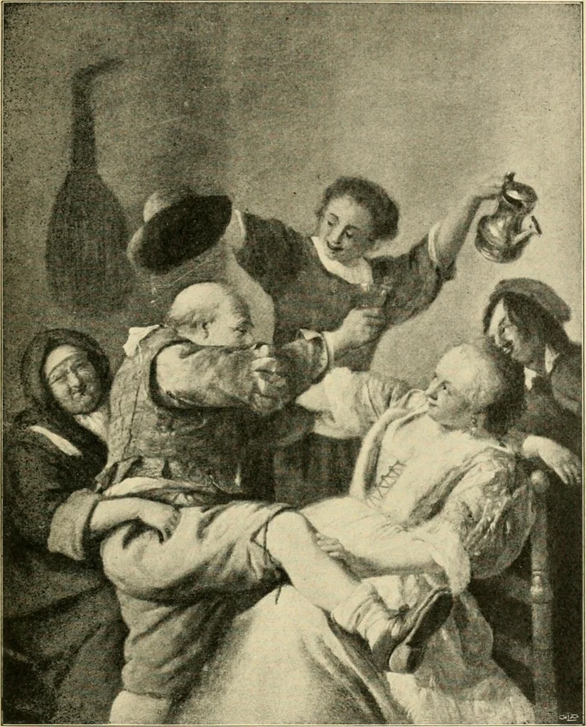 An illustration from Skämtbilden och dess historia i konsten, 1910, leaf 74