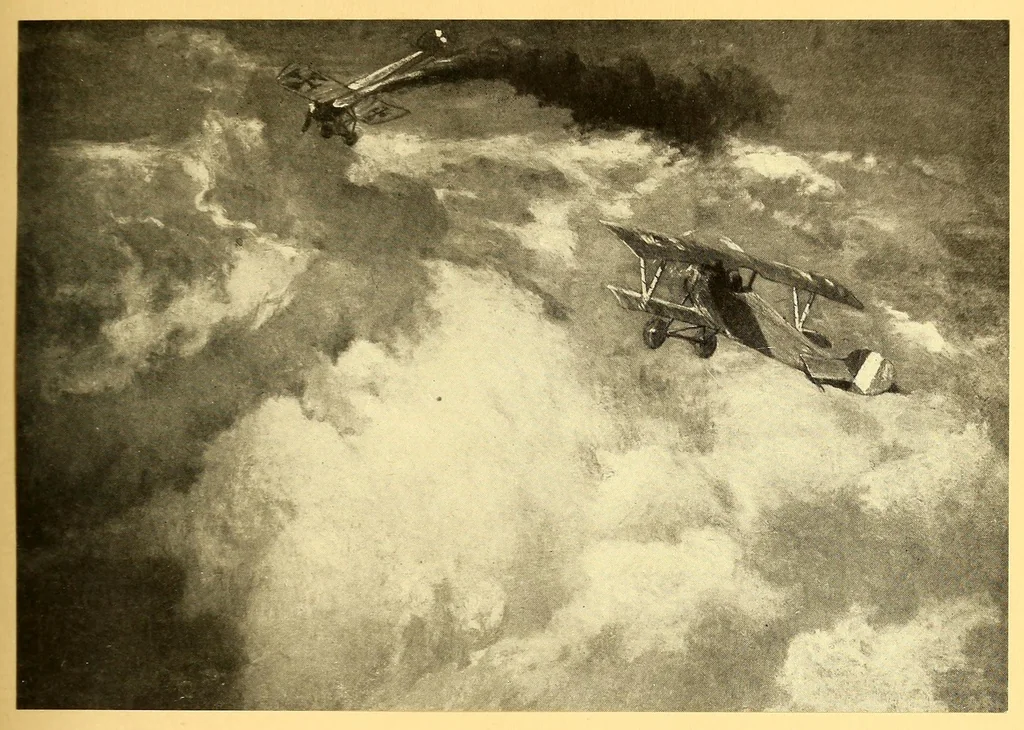 An illustration from Sky fighters of France, aerial warfare, 1914-1918, 1919, leaf 127