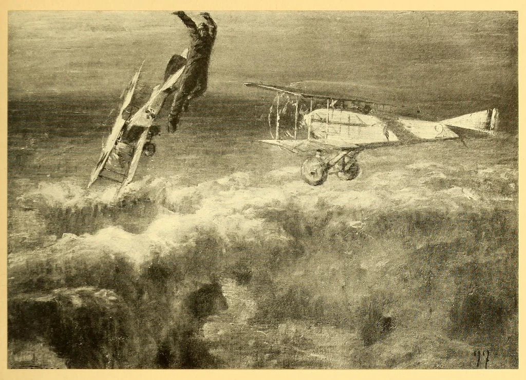 An illustration from Sky fighters of France, aerial warfare, 1914-1918, 1919, leaf 205