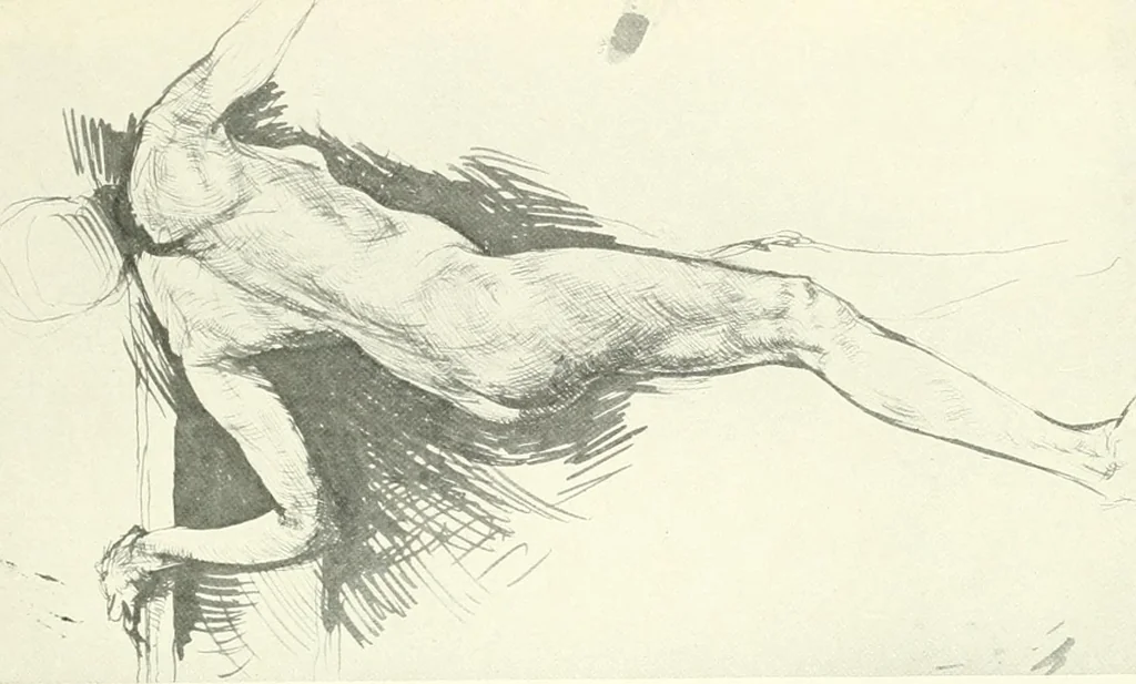 An illustration from The Slade; a collection of drawings and some pictures done by past and present students of the London Slade School of Art, MDCCCXCIII-MDCCCVII, 1907, leaf 104