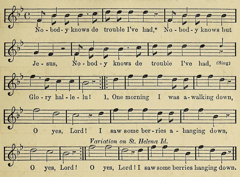 An illustration from Slave songs of the United States, 1867, leaf 115