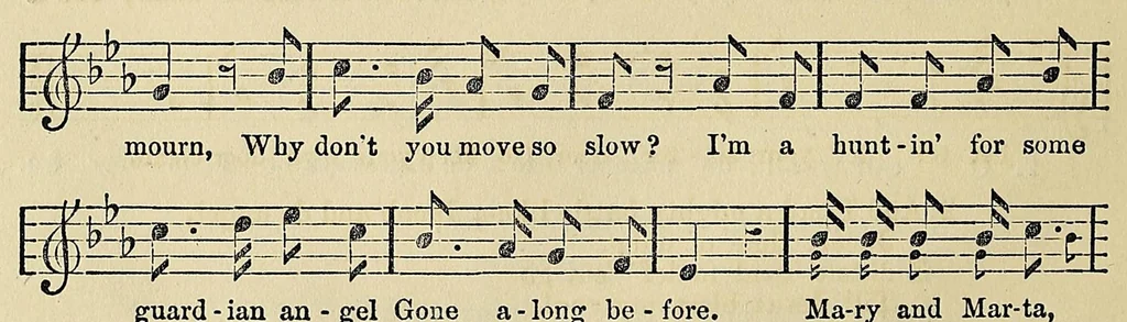 An illustration from Slave songs of the United States, 1867, leaf 76