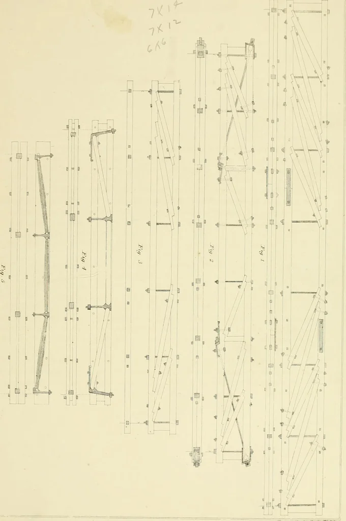 An illustration from Sloan's constructive architecture : a guide to the practical builder and mechanic. In which is contained a series of designs for domes, roofs and spires, with a number of plates showing the interior construction and finish of bays, window shutters, sliding doors, etc., designed expressly for the joiners use; choice examples of the five orders of architecture, selected fromthe most celebrated specimens of antiquity, with the figured dimensions of their height, projection and profile, and their division into parts,; to which is added a number of useful geometrical problems, examples of groins, centering for arches, diagrams of stair lines, with architraves, door mouldings, etc., the whole being accompanied by explanatory text and general essays, to which is appended a copious glossay, 1859, leaf 100