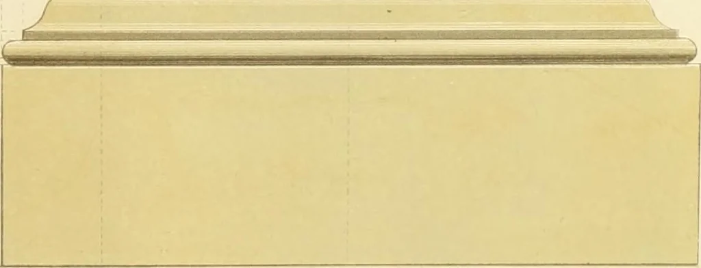 An illustration from Sloan's constructive architecture : a guide to the practical builder and mechanic. In which is contained a series of designs for domes, roofs and spires, with a number of plates showing the interior construction and finish of bays, window shutters, sliding doors, etc., designed expressly for the joiners use; choice examples of the five orders of architecture, selected fromthe most celebrated specimens of antiquity, with the figured dimensions of their height, projection and profile, and their division into parts,; to which is added a number of useful geometrical problems, examples of groins, centering for arches, diagrams of stair lines, with architraves, door mouldings, etc., the whole being accompanied by explanatory text and general essays, to which is appended a copious glossay, 1859, leaf 184
