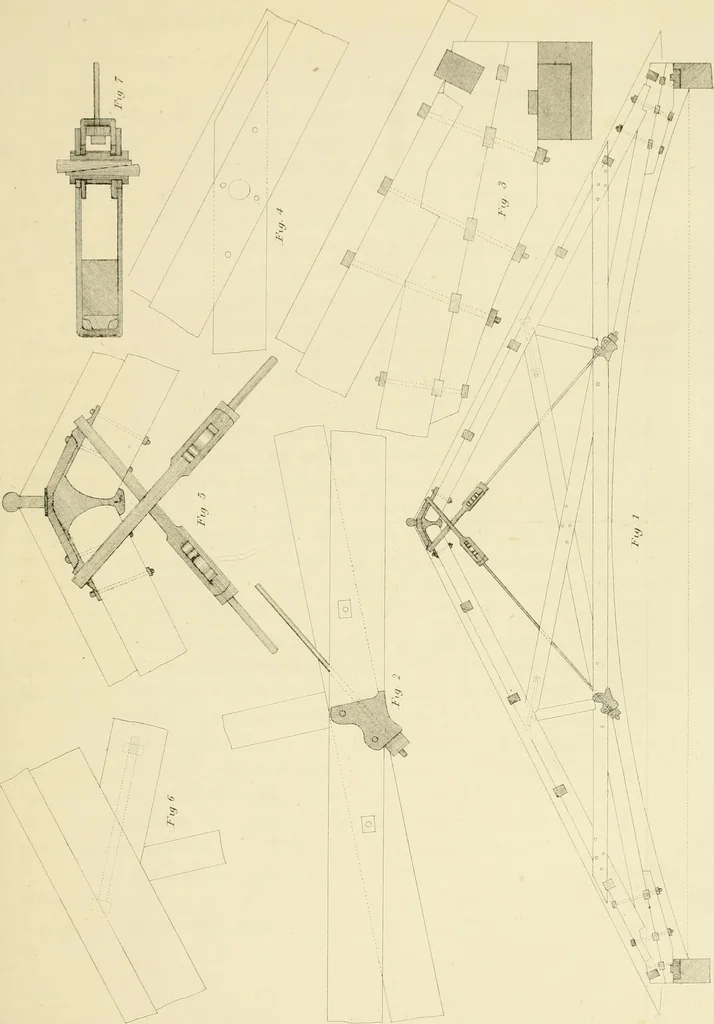 An illustration from Sloan's constructive architecture : a guide to the practical builder and mechanic. In which is contained a series of designs for domes, roofs and spires, with a number of plates showing the interior construction and finish of bays, window shutters, sliding doors, etc., designed expressly for the joiners use; choice examples of the five orders of architecture, selected fromthe most celebrated specimens of antiquity, with the figured dimensions of their height, projection and profile, and their division into parts,; to which is added a number of useful geometrical problems, examples of groins, centering for arches, diagrams of stair lines, with architraves, door mouldings, etc., the whole being accompanied by explanatory text and general essays, to which is appended a copious glossay, 1859, leaf 64