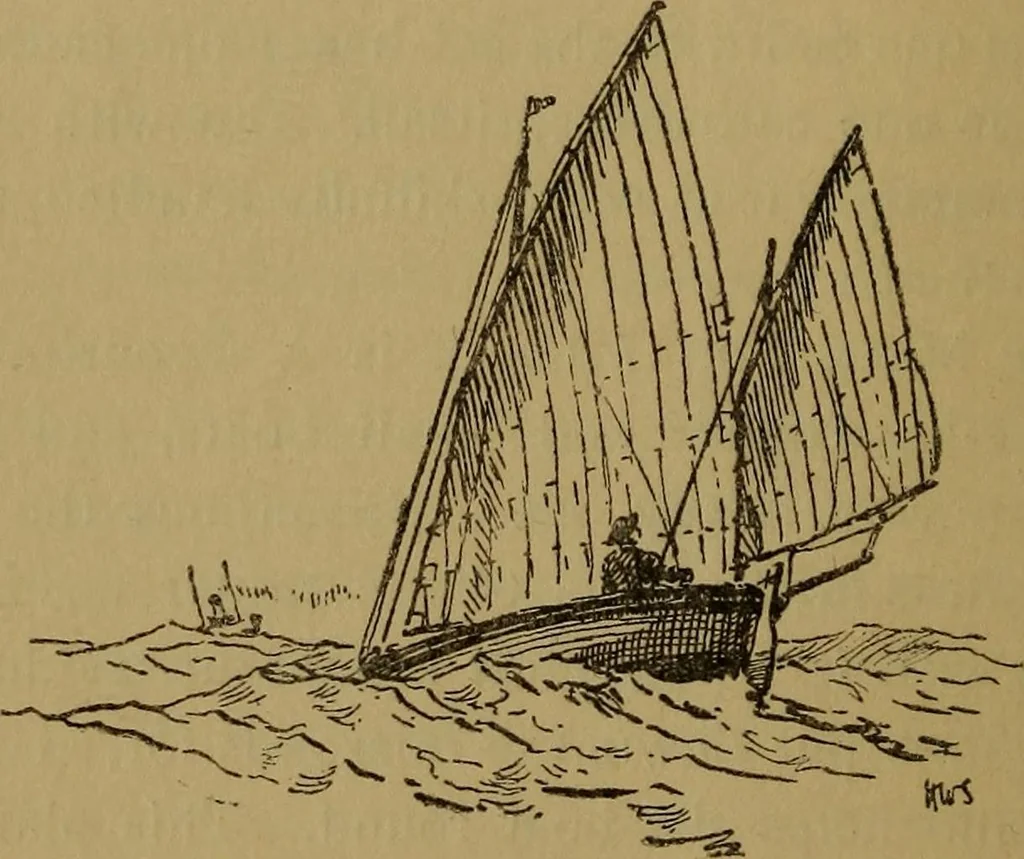 An illustration from Small-boat sailing; an explanation of the management of small yachts, half-decked and open sailing-boats of various rigs; sailing on sea and on river; cruising, etc, 1902, leaf 101