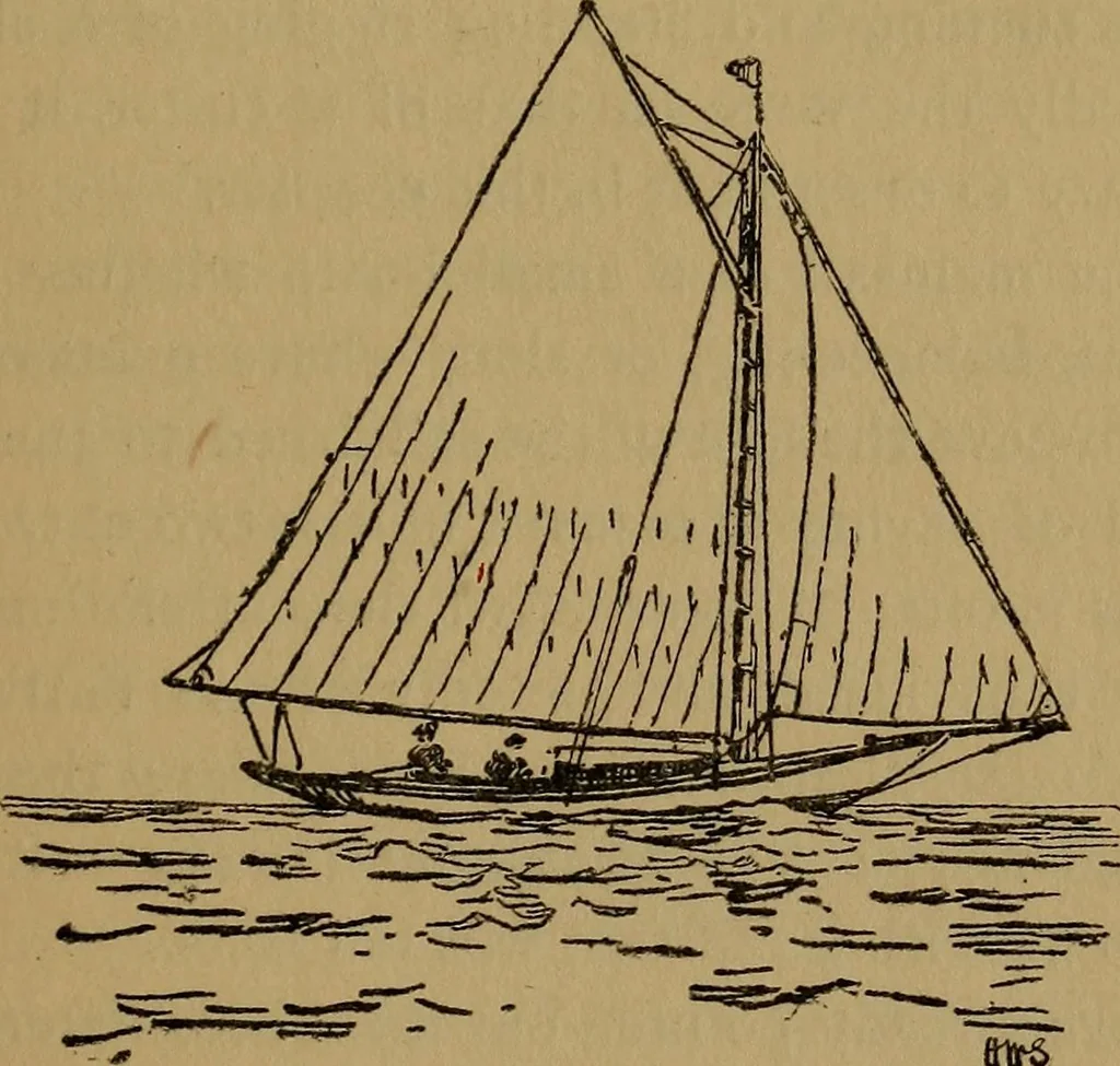 An illustration from Small-boat sailing; an explanation of the management of small yachts, half-decked and open sailing-boats of various rigs; sailing on sea and on river; cruising, etc, 1902, leaf 102