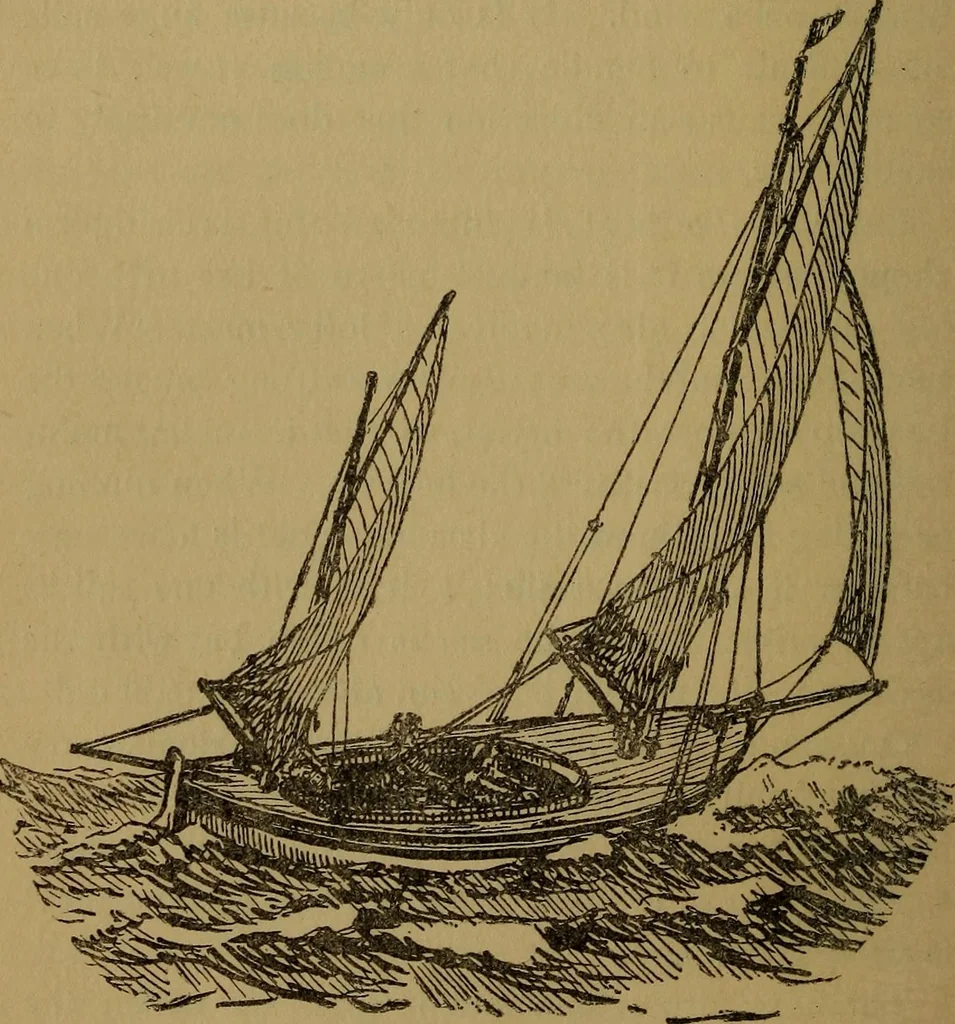 An illustration from Small-boat sailing; an explanation of the management of small yachts, half-decked and open sailing-boats of various rigs; sailing on sea and on river; cruising, etc, 1902, leaf 105
