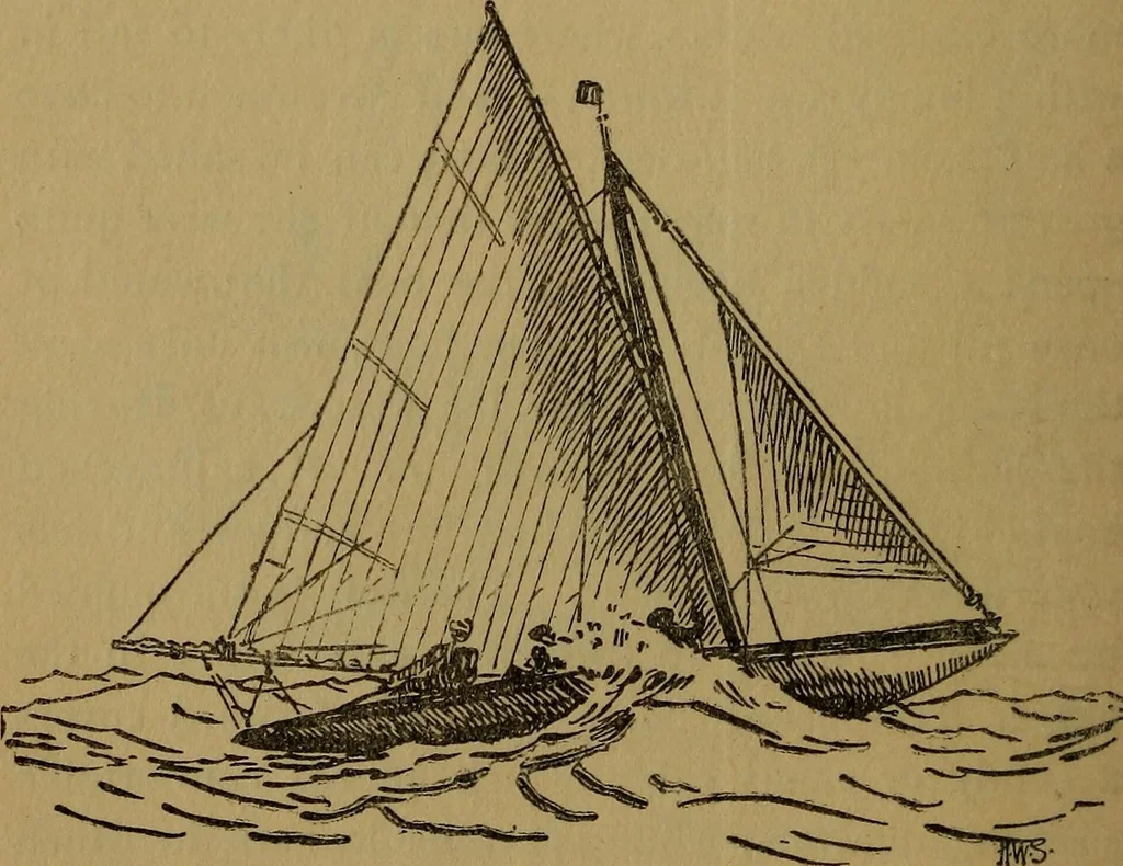 An illustration from Small-boat sailing; an explanation of the management of small yachts, half-decked and open sailing-boats of various rigs; sailing on sea and on river; cruising, etc, 1902, leaf 107