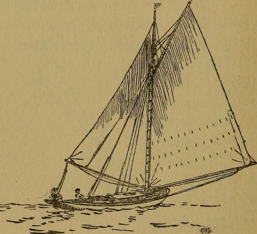 An illustration from Small-boat sailing; an explanation of the management of small yachts, half-decked and open sailing-boats of various rigs; sailing on sea and on river; cruising, etc, 1902, leaf 117