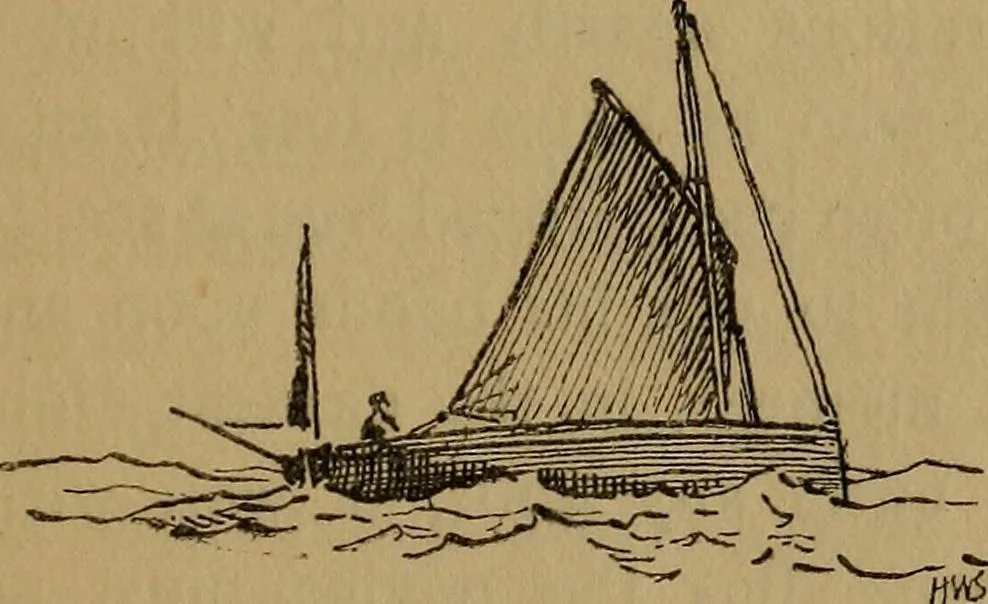An illustration from Small-boat sailing; an explanation of the management of small yachts, half-decked and open sailing-boats of various rigs; sailing on sea and on river; cruising, etc, 1902, leaf 134