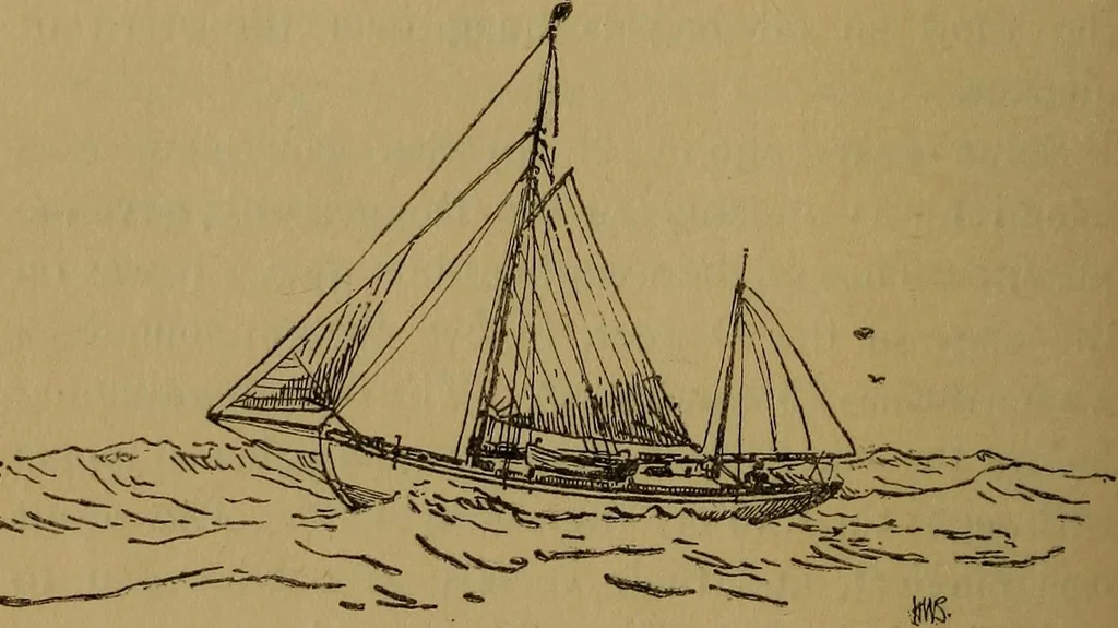 An illustration from Small-boat sailing; an explanation of the management of small yachts, half-decked and open sailing-boats of various rigs; sailing on sea and on river; cruising, etc, 1902, leaf 173