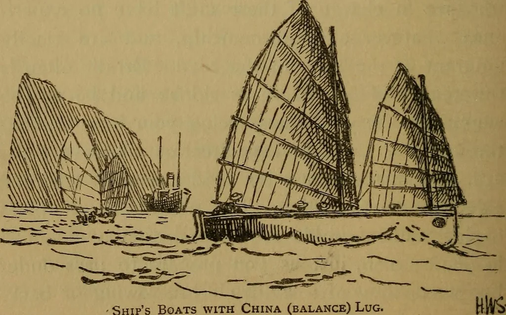 An illustration from Small-boat sailing; an explanation of the management of small yachts, half-decked and open sailing-boats of various rigs; sailing on sea and on river; cruising, etc, 1902, leaf 191