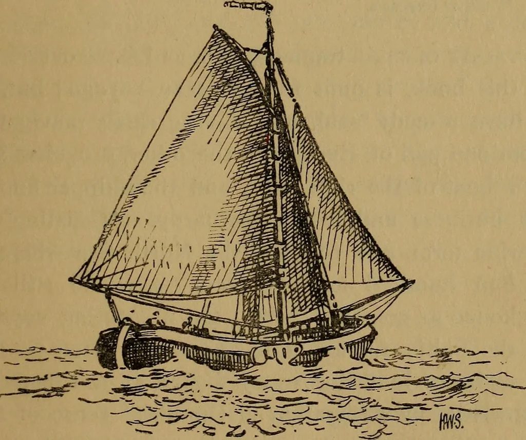 An illustration from Small-boat sailing; an explanation of the management of small yachts, half-decked and open sailing-boats of various rigs; sailing on sea and on river; cruising, etc, 1902, leaf 210
