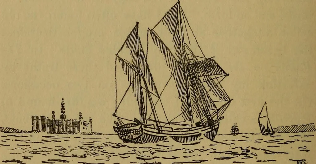An illustration from Small-boat sailing; an explanation of the management of small yachts, half-decked and open sailing-boats of various rigs; sailing on sea and on river; cruising, etc, 1902, leaf 229