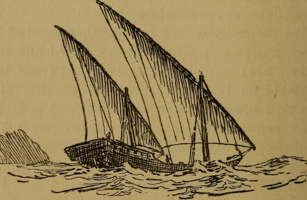 An illustration from Small-boat sailing; an explanation of the management of small yachts, half-decked and open sailing-boats of various rigs; sailing on sea and on river; cruising, etc, 1902, leaf 295