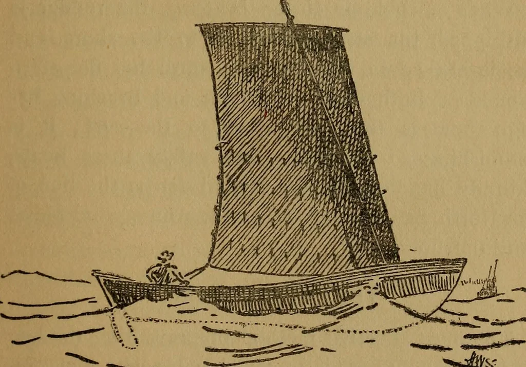 An illustration from Small-boat sailing; an explanation of the management of small yachts, half-decked and open sailing-boats of various rigs; sailing on sea and on river; cruising, etc, 1902, leaf 66