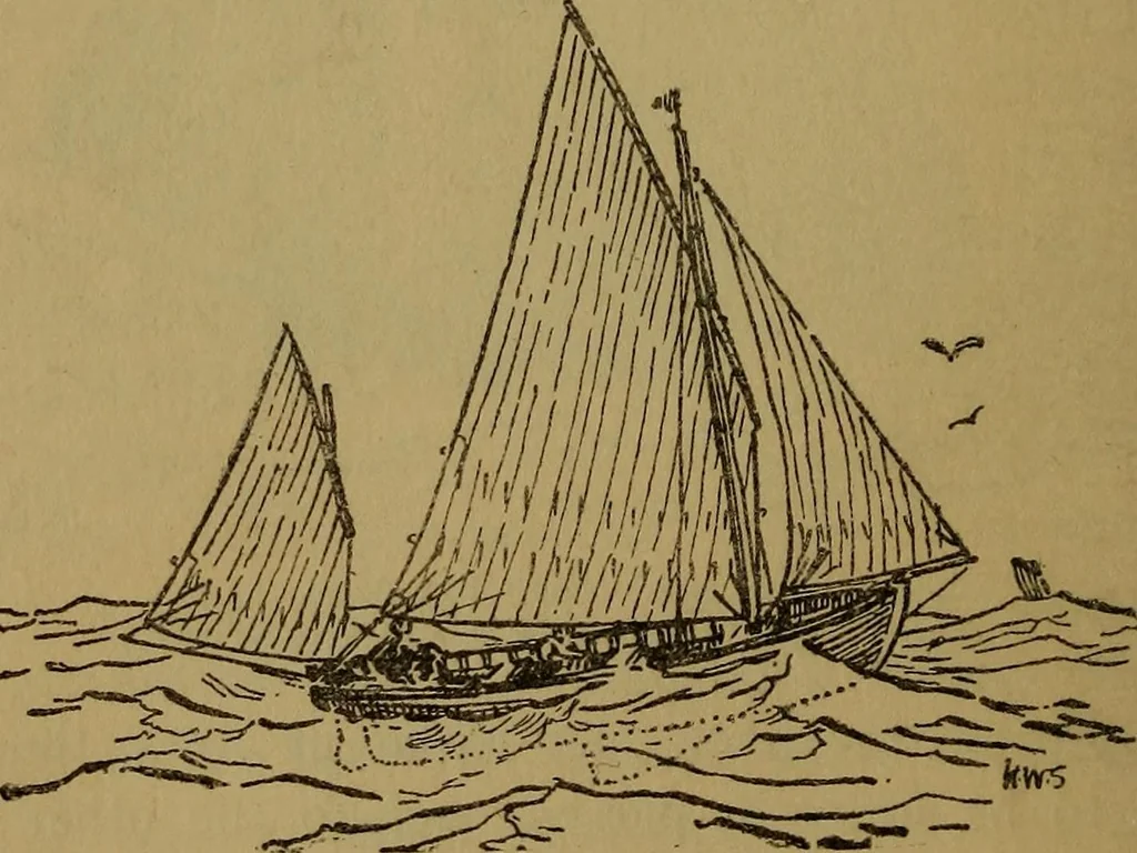 An illustration from Small-boat sailing; an explanation of the management of small yachts, half-decked and open sailing-boats of various rigs; sailing on sea and on river; cruising, etc, 1902, leaf 83
