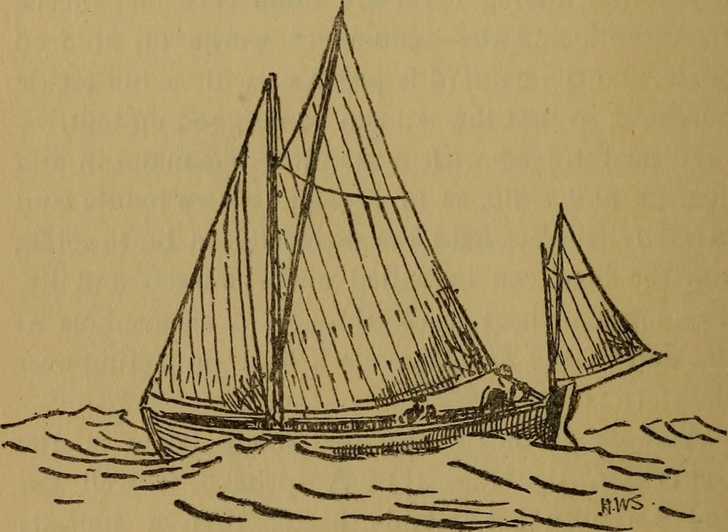 An illustration from Small-boat sailing; an explanation of the management of small yachts, half-decked and open sailing-boats of various rigs; sailing on sea and on river; cruising, etc, 1902, leaf 85