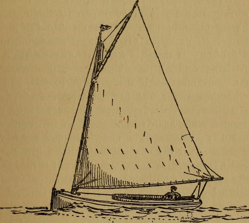 An illustration from Small-boat sailing; an explanation of the management of small yachts, half-decked and open sailing-boats of various rigs; sailing on sea and on river; cruising, etc, 1902, leaf 90