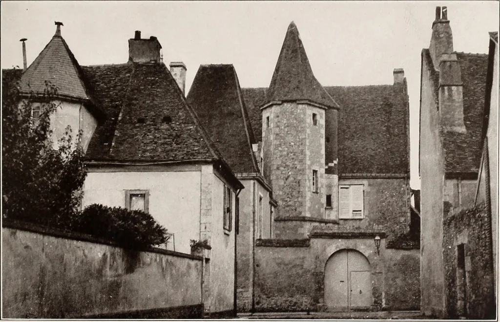 An illustration from Small French buildings; the architecture of town and country, comprising cottages, farmhouses, minor chateaux or manors with their farm groups, small town dwellings, and a few churches, 1921, leaf 106