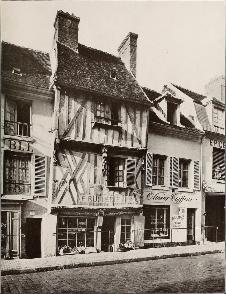 An illustration from Small French buildings; the architecture of town and country, comprising cottages, farmhouses, minor chateaux or manors with their farm groups, small town dwellings, and a few churches, 1921, leaf 110