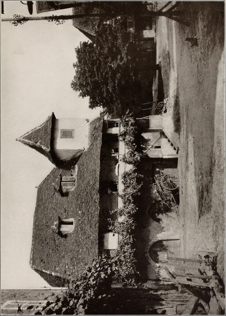 An illustration from Small French buildings; the architecture of town and country, comprising cottages, farmhouses, minor chateaux or manors with their farm groups, small town dwellings, and a few churches, 1921, leaf 120