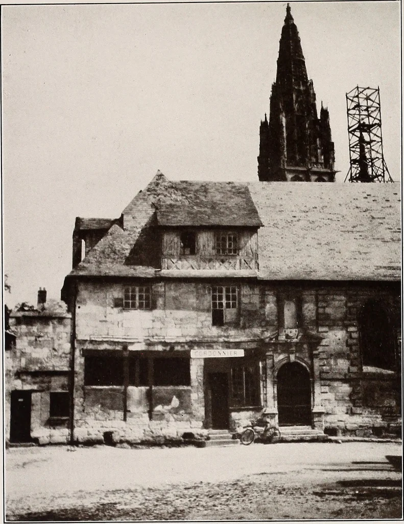 An illustration from Small French buildings; the architecture of town and country, comprising cottages, farmhouses, minor chateaux or manors with their farm groups, small town dwellings, and a few churches, 1921, leaf 126