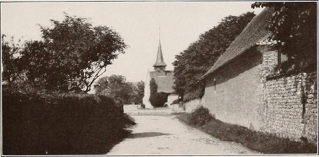 An illustration from Small French buildings; the architecture of town and country, comprising cottages, farmhouses, minor chateaux or manors with their farm groups, small town dwellings, and a few churches, 1921, leaf 136