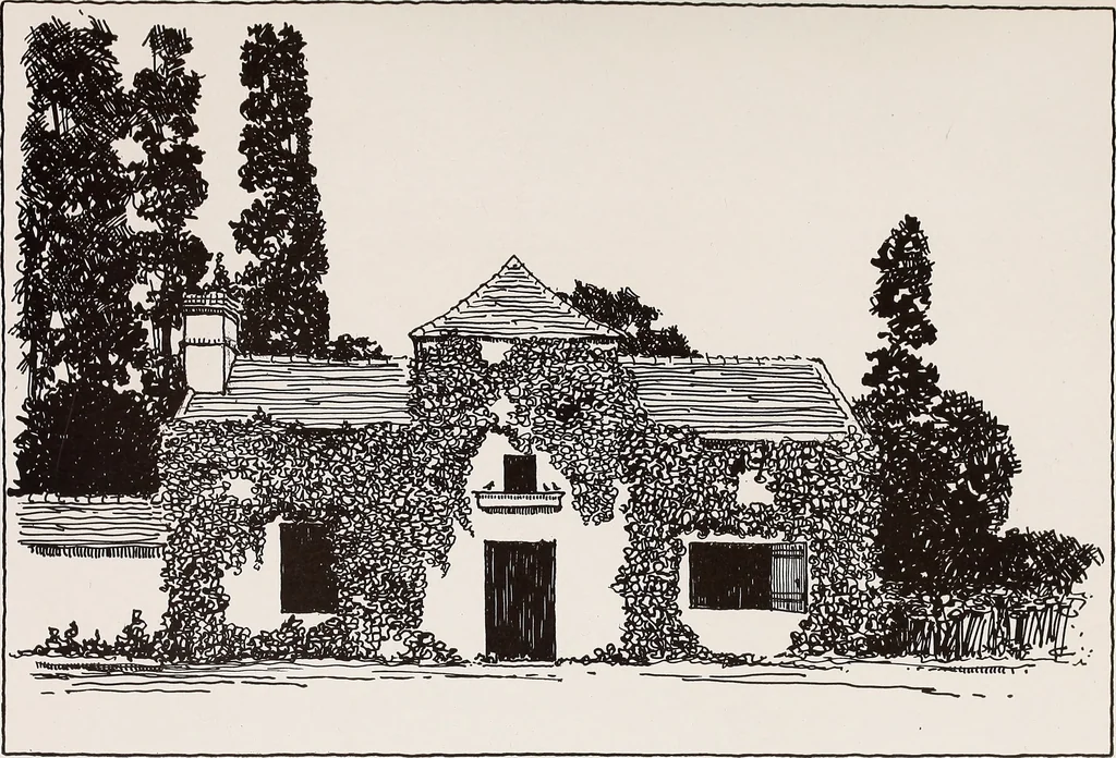 An illustration from Small French buildings; the architecture of town and country, comprising cottages, farmhouses, minor chateaux or manors with their farm groups, small town dwellings, and a few churches, 1921, leaf 140