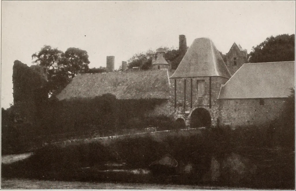 An illustration from Small French buildings; the architecture of town and country, comprising cottages, farmhouses, minor chateaux or manors with their farm groups, small town dwellings, and a few churches, 1921, leaf 144