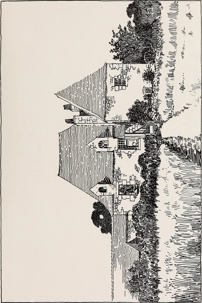 An illustration from Small French buildings; the architecture of town and country, comprising cottages, farmhouses, minor chateaux or manors with their farm groups, small town dwellings, and a few churches, 1921, leaf 146