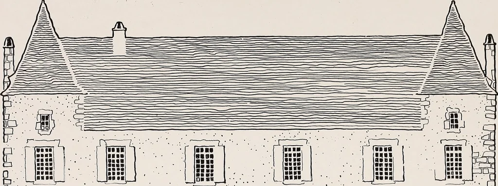 An illustration from Small French buildings; the architecture of town and country, comprising cottages, farmhouses, minor chateaux or manors with their farm groups, small town dwellings, and a few churches, 1921, leaf 152