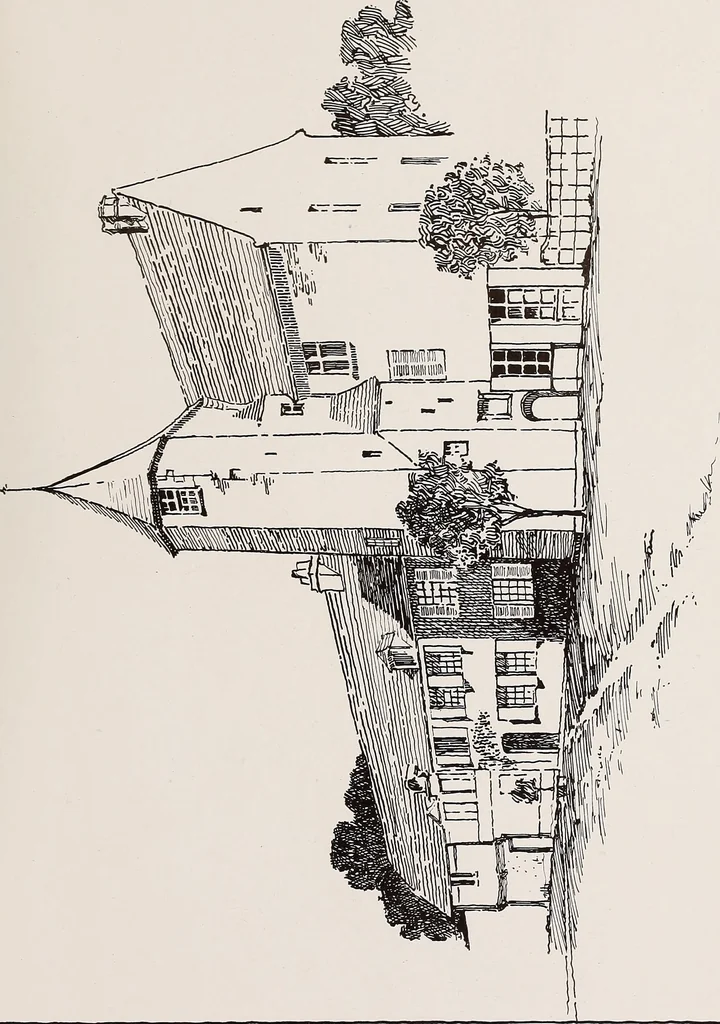 An illustration from Small French buildings; the architecture of town and country, comprising cottages, farmhouses, minor chateaux or manors with their farm groups, small town dwellings, and a few churches, 1921, leaf 158