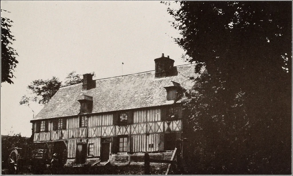 An illustration from Small French buildings; the architecture of town and country, comprising cottages, farmhouses, minor chateaux or manors with their farm groups, small town dwellings, and a few churches, 1921, leaf 174
