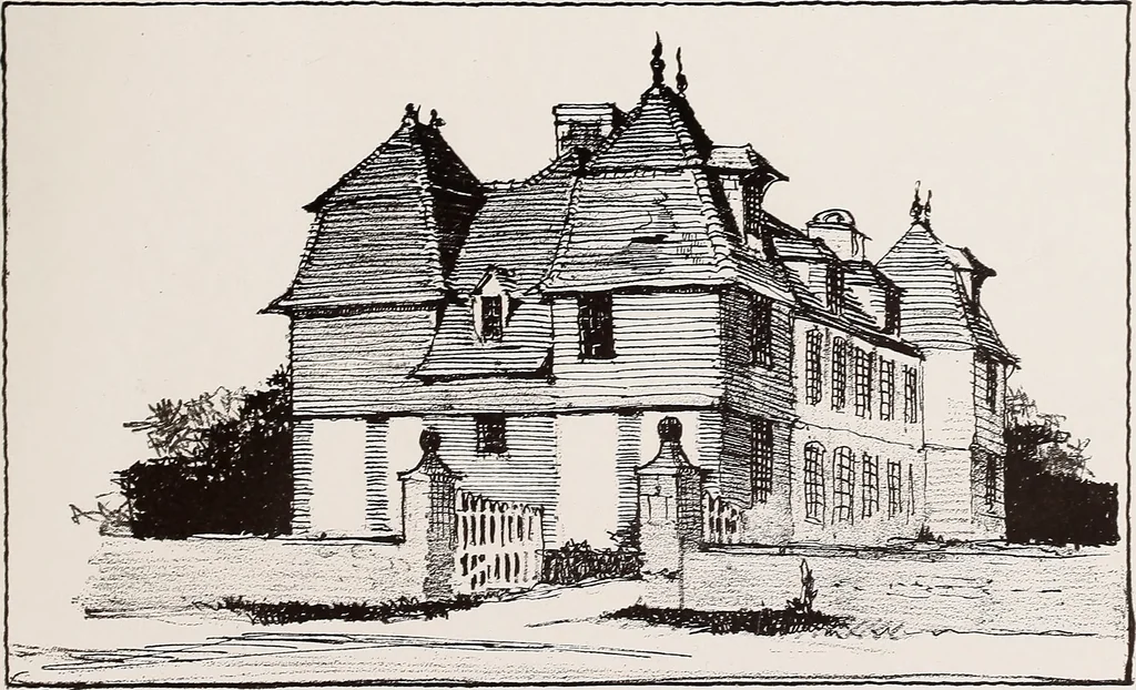 An illustration from Small French buildings; the architecture of town and country, comprising cottages, farmhouses, minor chateaux or manors with their farm groups, small town dwellings, and a few churches, 1921, leaf 176