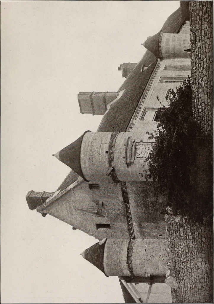 An illustration from Small French buildings; the architecture of town and country, comprising cottages, farmhouses, minor chateaux or manors with their farm groups, small town dwellings, and a few churches, 1921, leaf 182