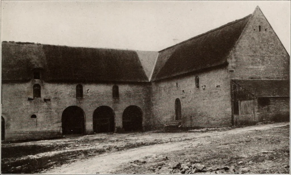 An illustration from Small French buildings; the architecture of town and country, comprising cottages, farmhouses, minor chateaux or manors with their farm groups, small town dwellings, and a few churches, 1921, leaf 184
