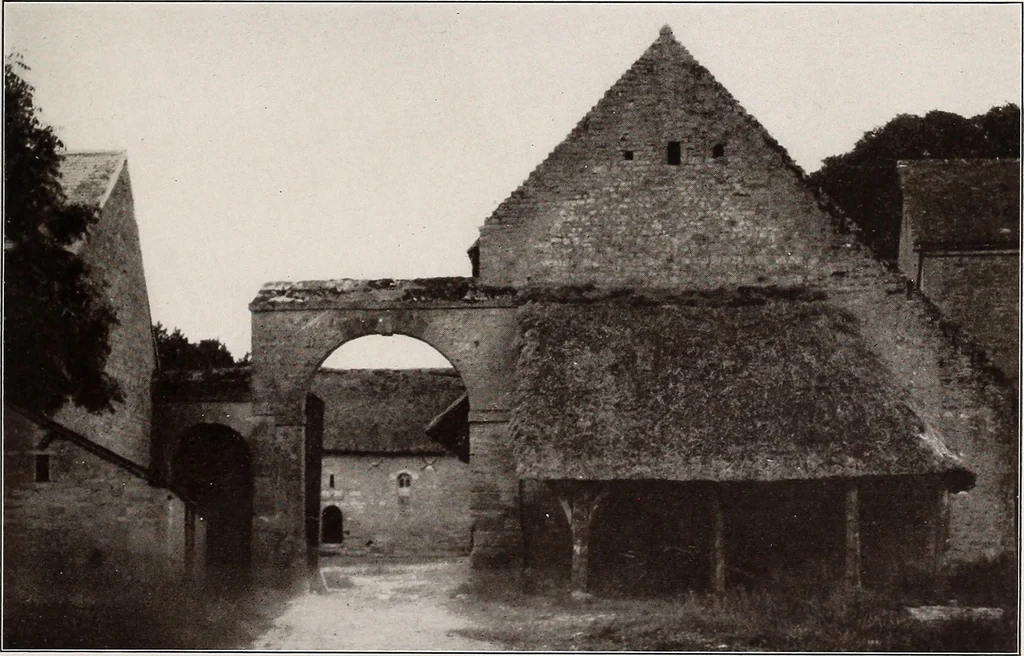 An illustration from Small French buildings; the architecture of town and country, comprising cottages, farmhouses, minor chateaux or manors with their farm groups, small town dwellings, and a few churches, 1921, leaf 184