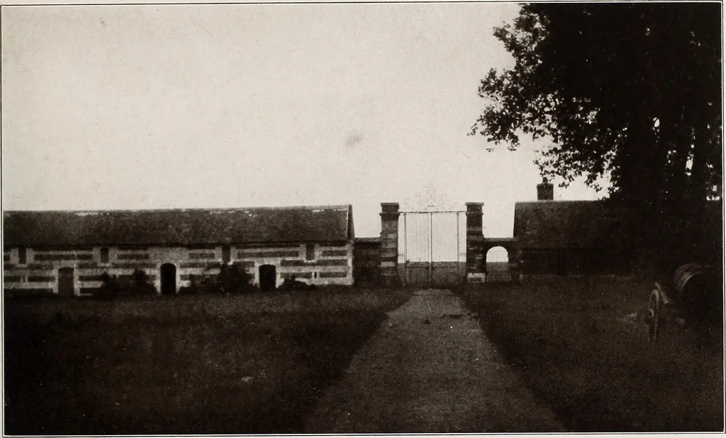 An illustration from Small French buildings; the architecture of town and country, comprising cottages, farmhouses, minor chateaux or manors with their farm groups, small town dwellings, and a few churches, 1921, leaf 186