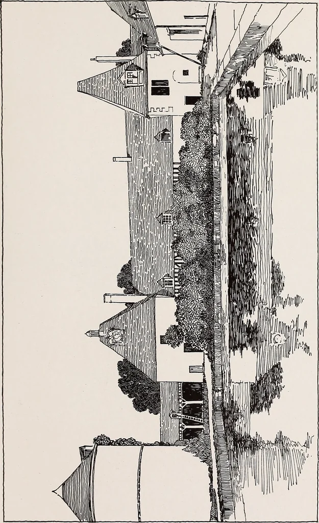 An illustration from Small French buildings; the architecture of town and country, comprising cottages, farmhouses, minor chateaux or manors with their farm groups, small town dwellings, and a few churches, 1921, leaf 202