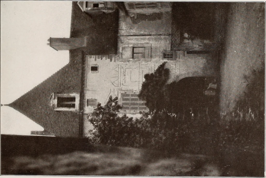 An illustration from Small French buildings; the architecture of town and country, comprising cottages, farmhouses, minor chateaux or manors with their farm groups, small town dwellings, and a few churches, 1921, leaf 210